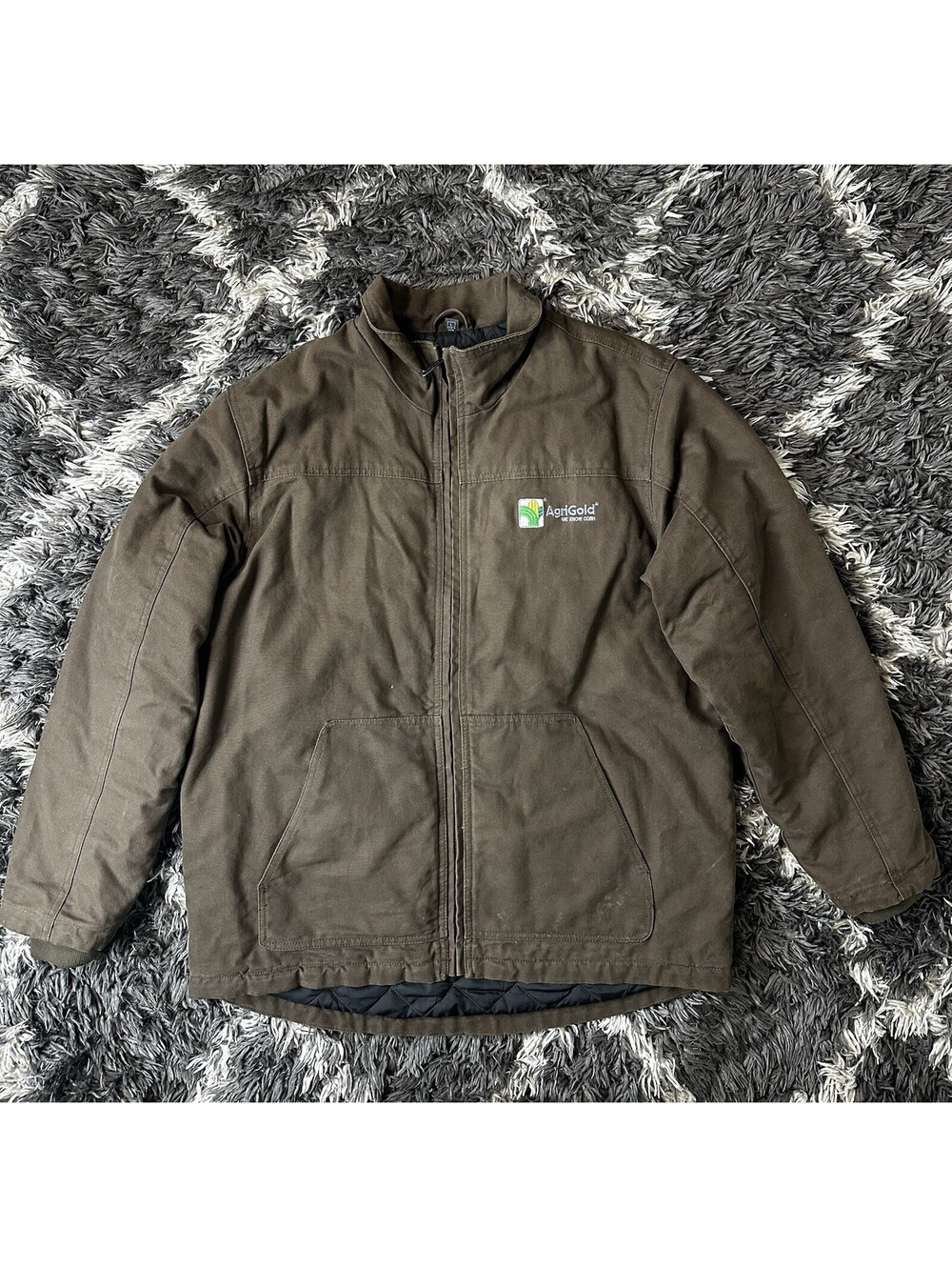 AgriGold We Know Corn Canvas Workwear Jacket Quilted Lining Brown Mens Large L